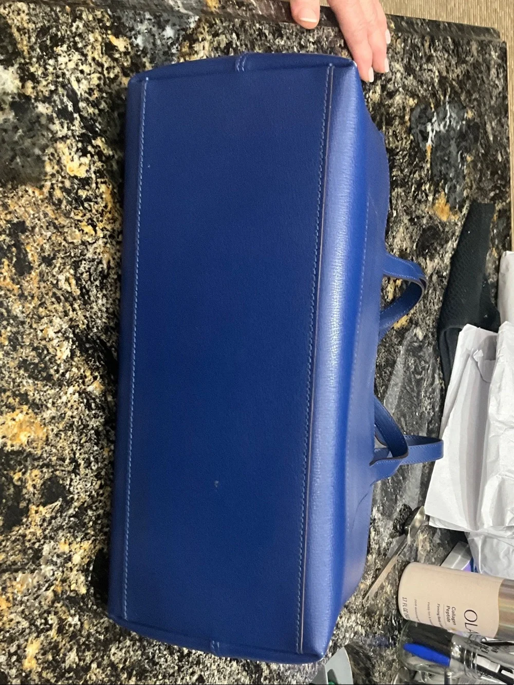 kate spade cobalt blue leather tote
